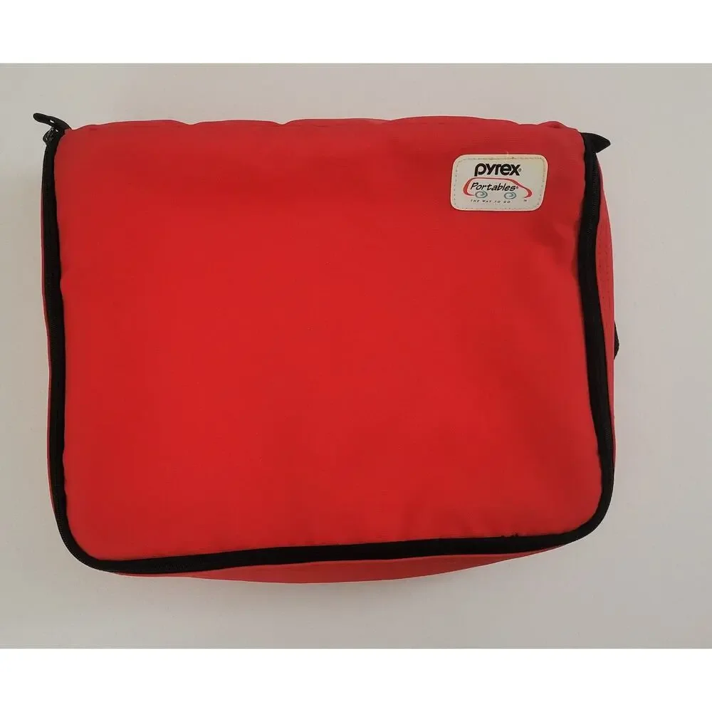 Pyrex Portables Insulated Casserole Dish Carrier Red Black Cold Pack Pocket